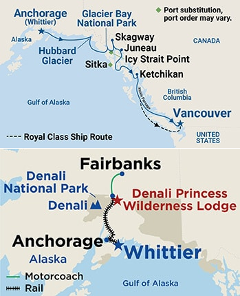 10-Day Denali Explorer - Tour CB3 Itinerary Map