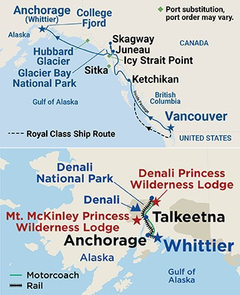 11-Day Denali Explorer - Tour EA4 Itinerary Map
